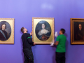 Montage de l'exposition "Pierre Le Grand, un tsar en France, 1717" au Grand Trianon du château de Versailles en 2017. © Photo Dominique Boutin / Leemage via AFP