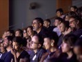 Alain Degois, dit « Papy » (au centre), lors du Trophée d’impro Culture & Diversité, à Trappes (Yvelines), le 10 mai 2022