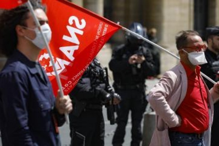 Une manifestation à l'appel de la CGT-Spectacle, place du Palais-Royal à Paris, le 6 juin 2020. © GEOFFROY VAN DER HASSELT / AFP