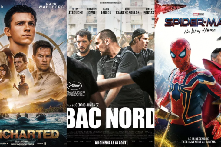 Les affiches des films Uncharted, BAC nord et Spider-Man: No Way Home. Sony Pictures France / StudioCanal / Sony Pictures France
