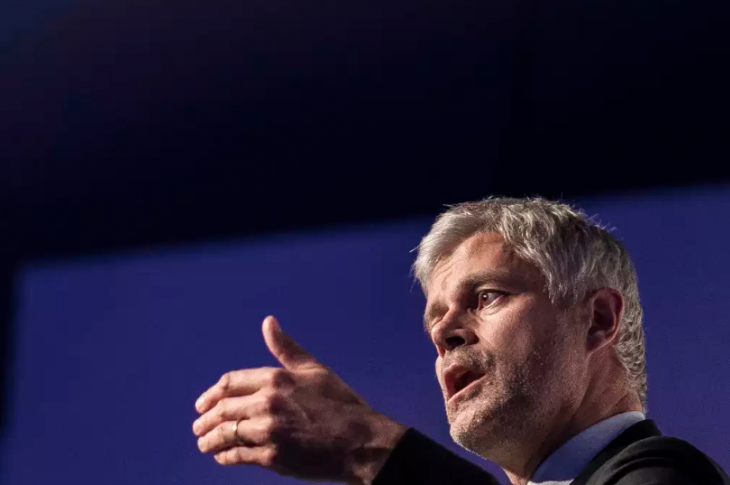 Laurent Wauquiez à Lyon, le 7 avril 2022, lors d’un meeting de soutien à Valérie Pécresse, candidate LR à l’élection présidentielle. Photo Albert Facelly/Divergence