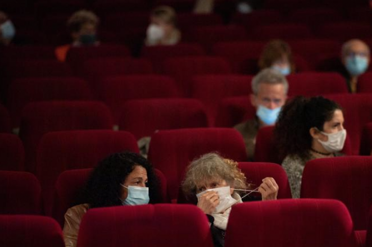 Une salle de cinéma, à Belle-Ile-en-Mer (Morbihan), le 19 mai 2021. LOIC VENANCE / AFP